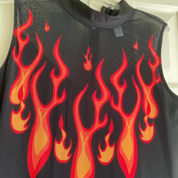 Preowned adult flaming devil cat suit for women - Picture 2 of 6